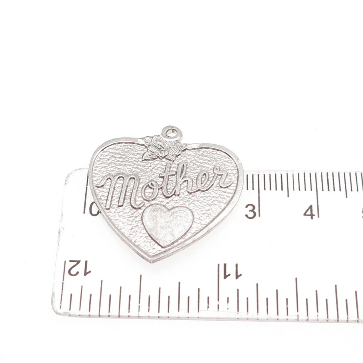 925 Sterling Silver Vintage Mother Heart Charm Pendant