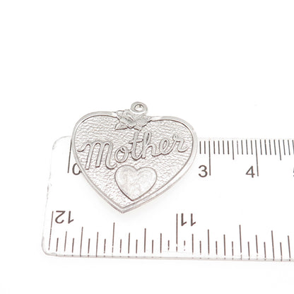 925 Sterling Silver Vintage Mother Heart Charm Pendant