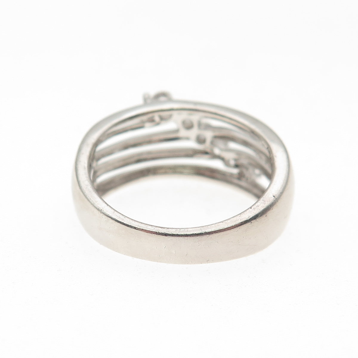 925 Sterling Silver Graduated Round-Cut C Z 5-Row Ring Size 7.25