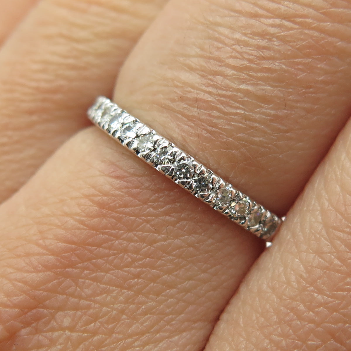 925 Sterling Silver Real Round-Cut Moissanite Half Eternity Band Ring Size 7