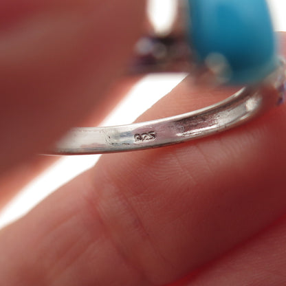 Chuck Clemency 925 Sterling Silver Real Turquoise & Tanzanite Ring Size 8.25