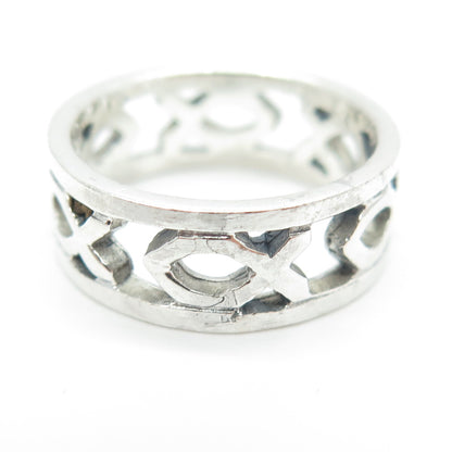 925 Sterling Silver Vintage Ichthys Fish Band Ring Size 7