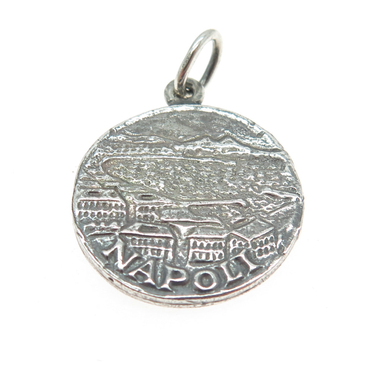 925 Sterling Silver Vintage "Roma Napoli" Oxidized Charm Pendant