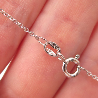 D'Joy 925 Sterling Silver Real Diamond & Amber Cable Chain Necklace 18"