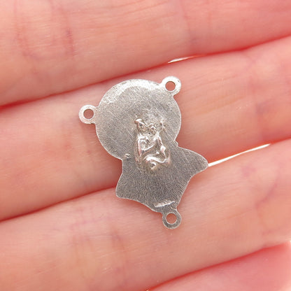 925 Sterling Silver Antique Art Deco Jesus Rosary Chain Centerpiece Pendant