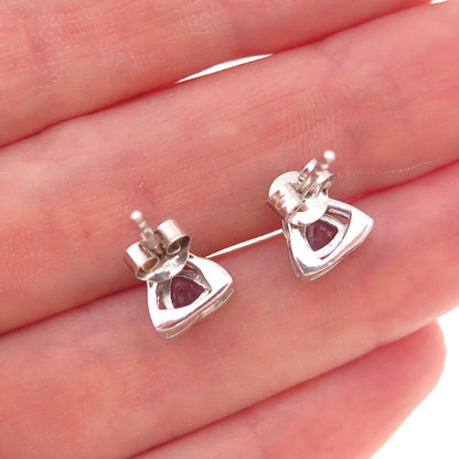 Chuck Clemency 925 Sterling Silver Real Triangle-Cut Tanzanite Stud Earrings