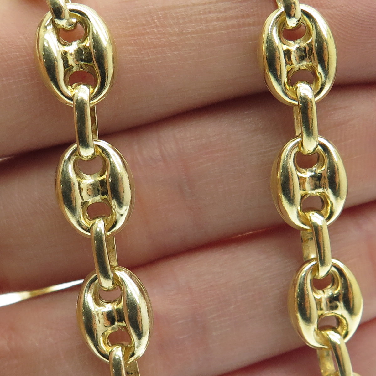 925 Sterling Silver Gold Plated Anchor Mariner Chain Necklace 16"