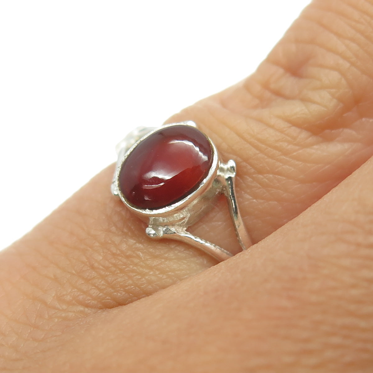 925 Sterling Silver Vintage Southwestern Real Carnelian Ring Size 4.75