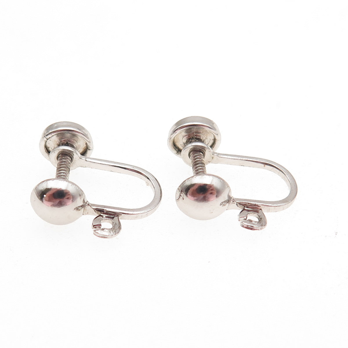 925 Sterling Silver Antique Art Deco Charm Holder Screw Back Earrings