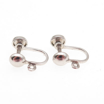 925 Sterling Silver Antique Art Deco Charm Holder Screw Back Earrings