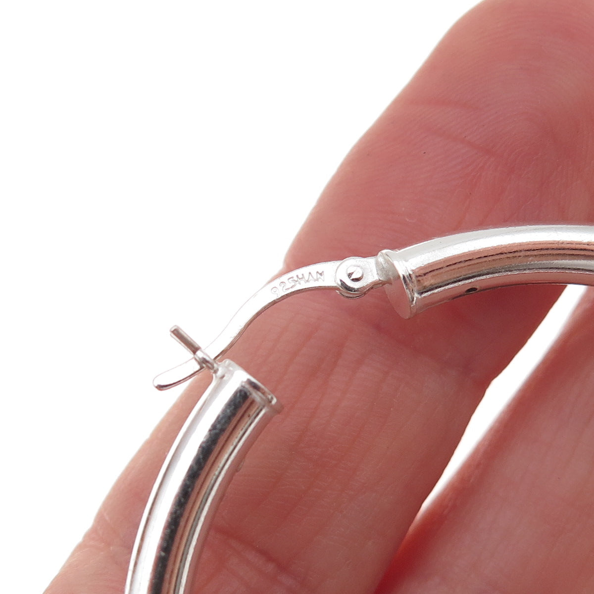 Han 925 Sterling Silver Italy Tube Hoop Earrings