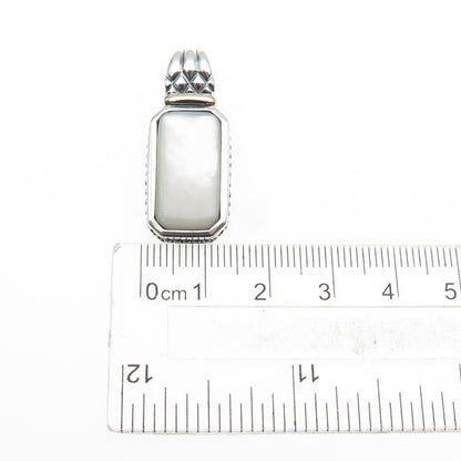 ROSS SIMONS 925 Sterling Silver 14K Gold Vintage Real MOP Oxidized Pendant