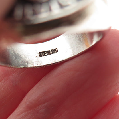 925 Sterling Silver Vintage Enamel US Army Vietnam Oxidized Ring Size 10