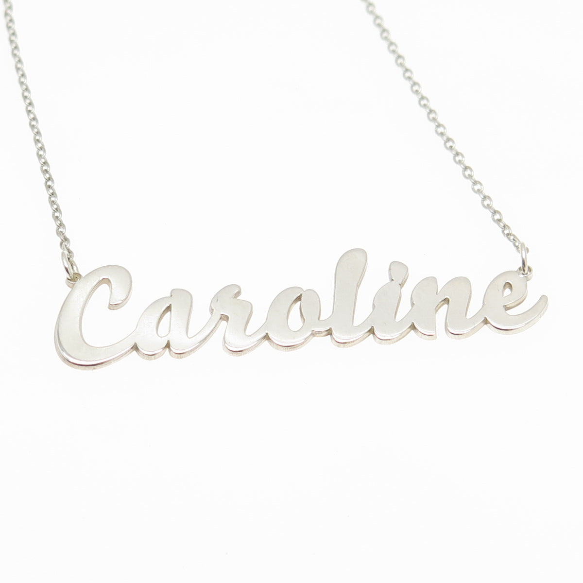 925 Sterling Silver "Caroline" Personalized Nameplate Cable Chain Necklace 18"