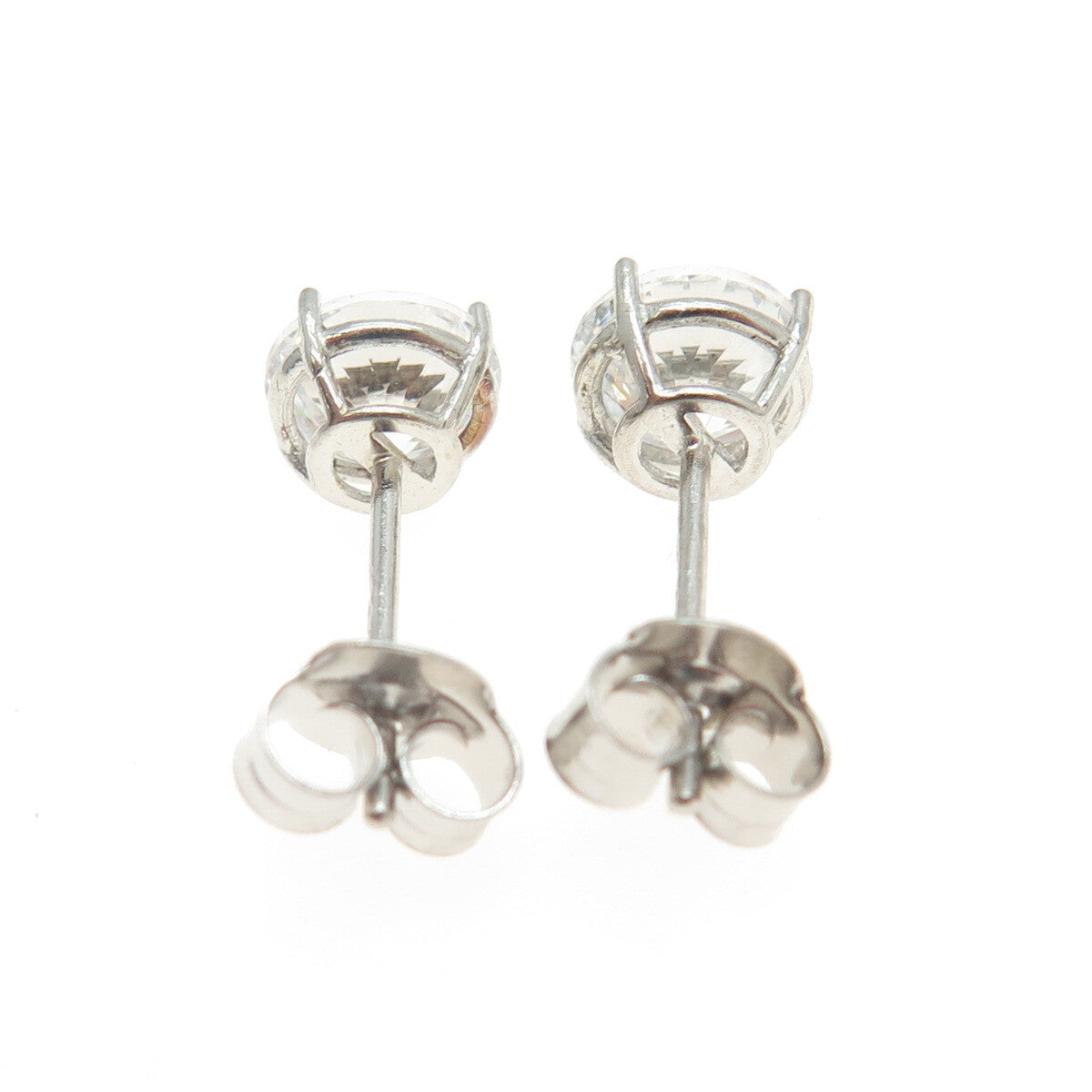 925 Sterling Silver Round-Cut Shaped C Z Stud Earrings