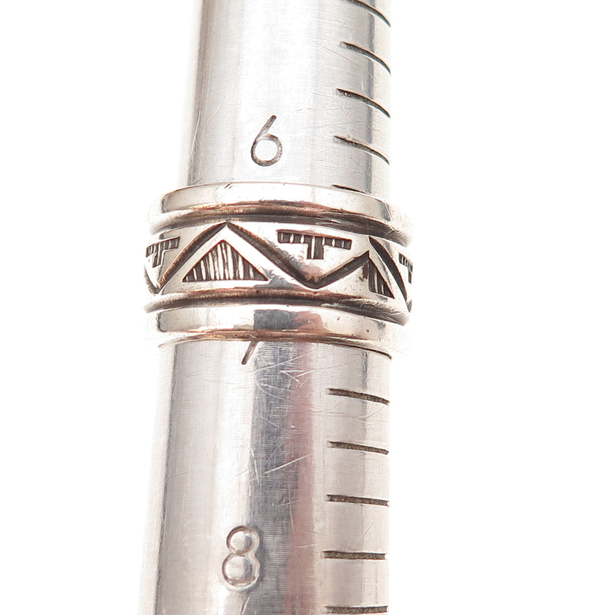 Troy Laner Navajo Old Pawn 925 Sterling Silver Vintage Tribal Band Ring Size 7