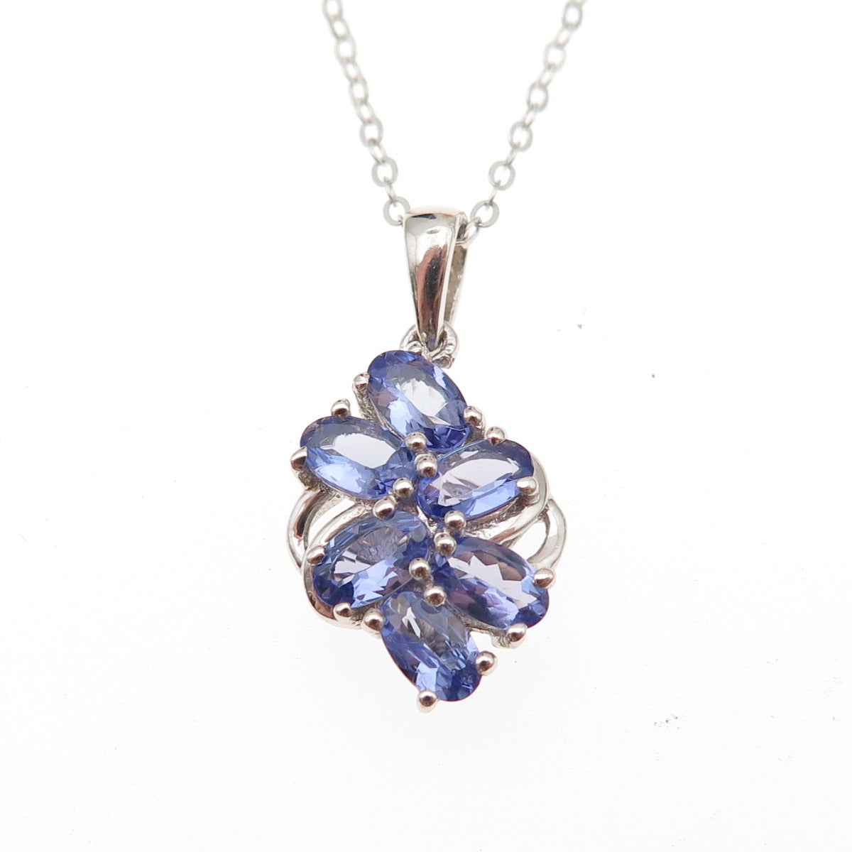 Chuck Clemency 925 Sterling Silver Real Tanzanite Cable Chain Necklace 20"