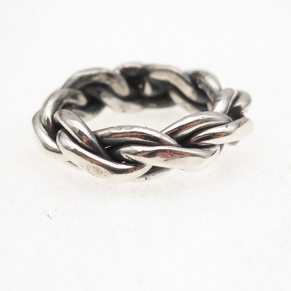 925 Sterling Silver Vintage Braided Oxidized Band Ring Size 7