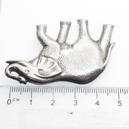 925 Sterling Silver Vintage Elephant Oxidized Pin Brooch