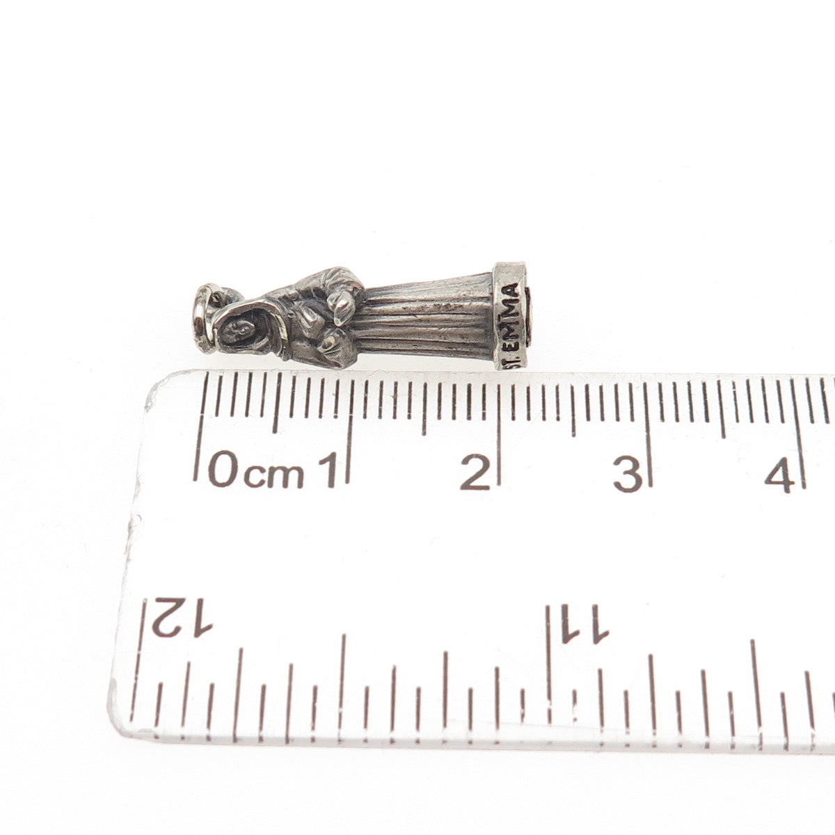 CREED 925 Sterling Silver Antique Art Deco St. Emma Oxidized Mini Charm Pendant