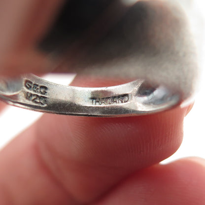 925 Sterling Silver Vintage S&G Modernist Wavy Dome Oxidized Ring Size 6.25