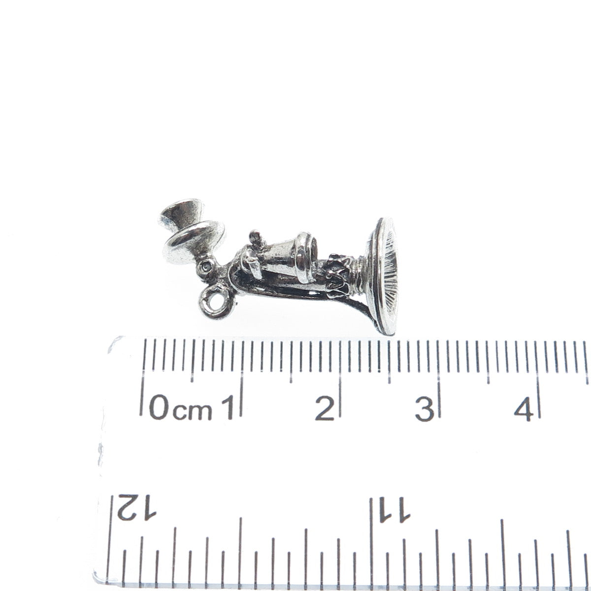 BEAU 925 Sterling Silver Vintage Retro Candlestick Phone 3D Charm Pendant