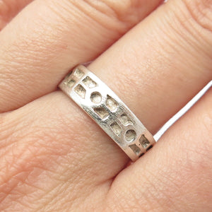 925 Sterling Silver Vintage Carved Tribal Band Ring Size 8.25