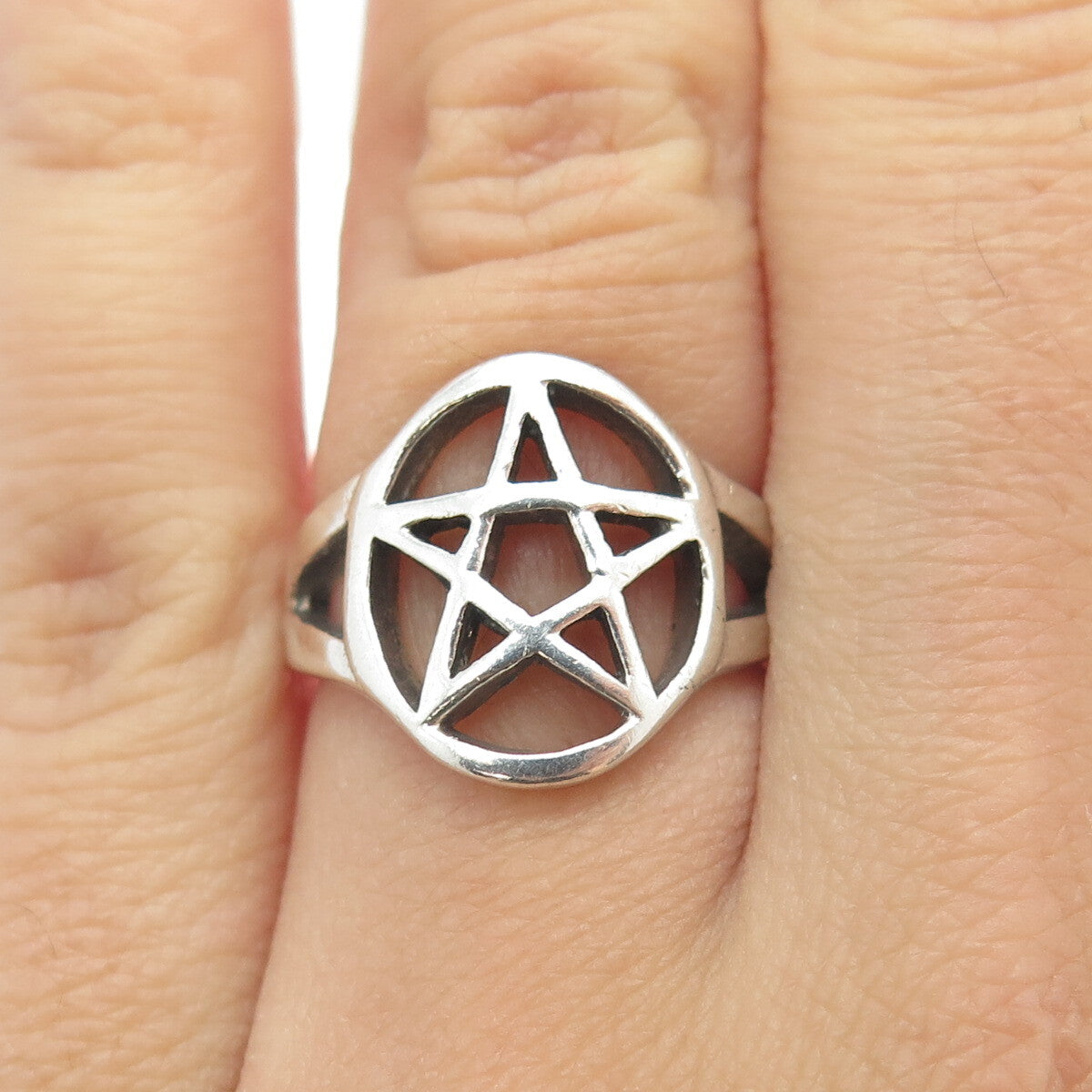 925 Sterling Silver Vintage Pentagram Ring Size 5.75