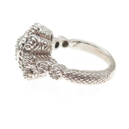 Judith Ripka 925 Sterling Silver Round-Cut C Z Adjustable Ring Size 6.5