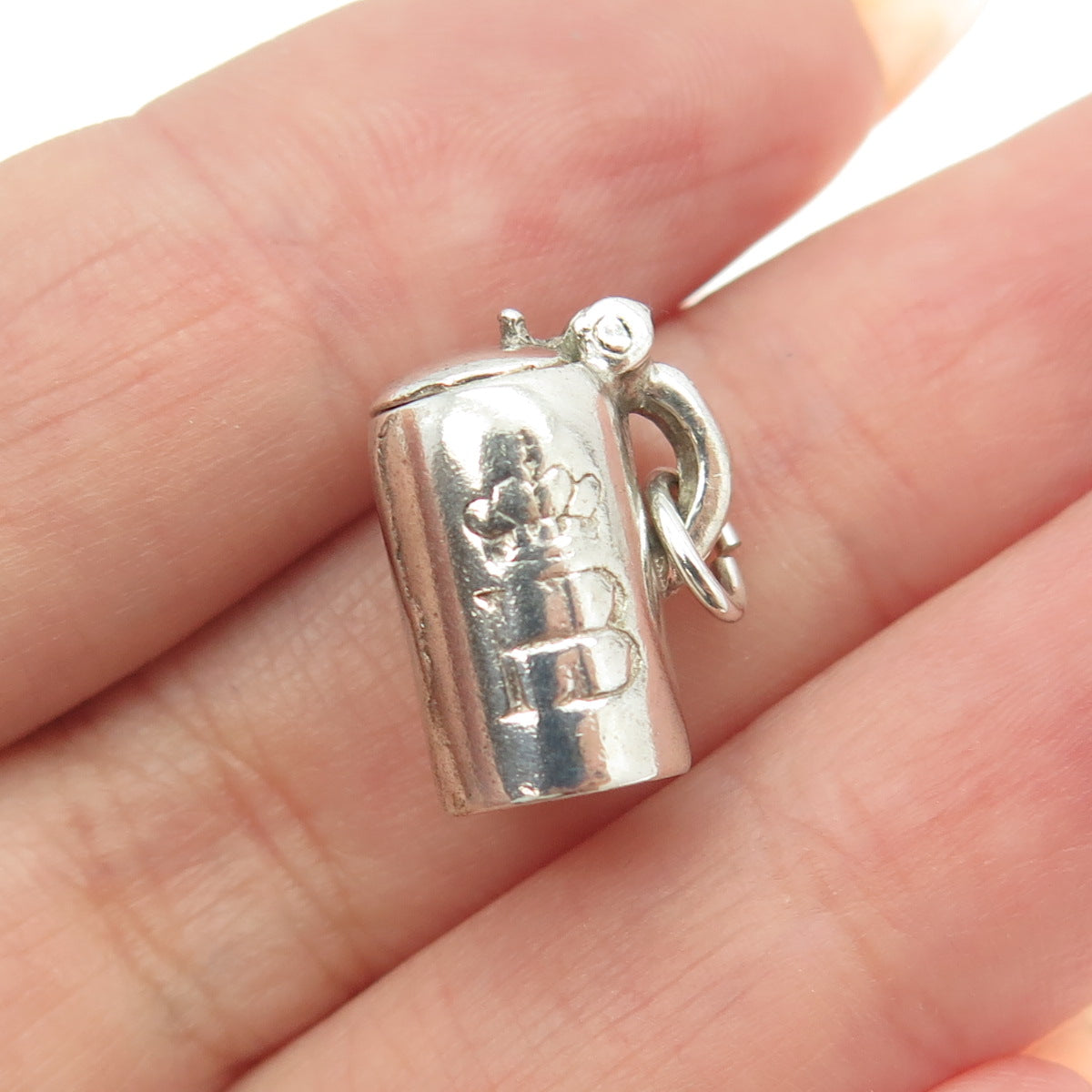 800 Silver Antique Art Deco "HB" Signed Beer Stein Locket Pendant