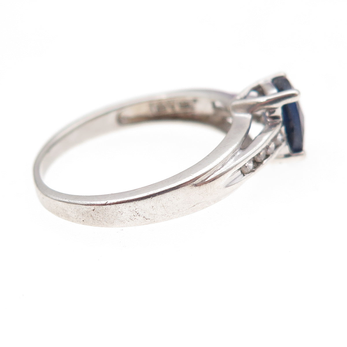 925 Sterling Silver Lab-Created Sapphire & C Z Ring Size 6.75