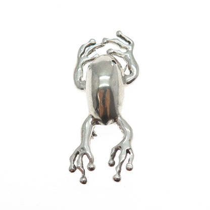 925 Sterling Silver Vintage Frog For Good Luck Oxidized Pin Brooch