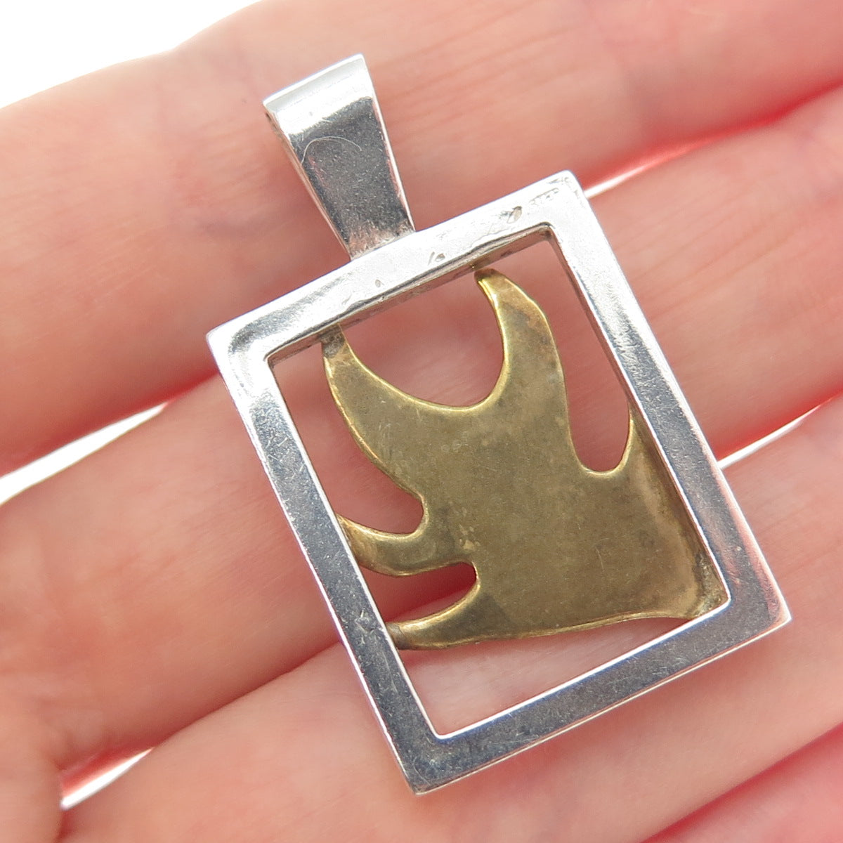 925 Sterling Silver 2-Tone Vintage Oak Leaf Pendant
