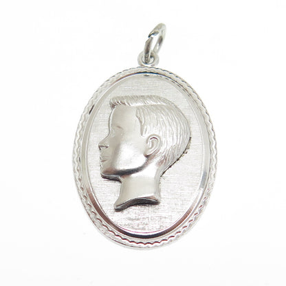 GRIFFITH & SONS CO. 925 Sterling Silver Antique Art Deco Boy Profile Pendant