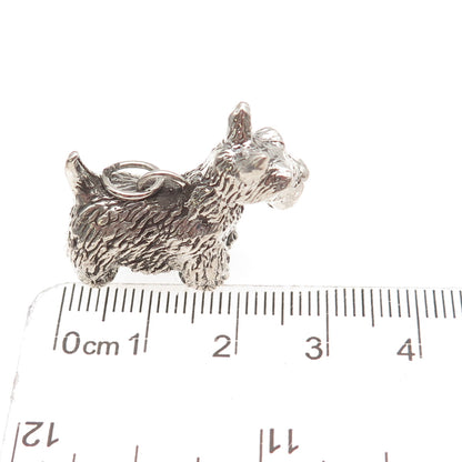 925 Sterling Silver Vintage Scottish Terrier Dog Hollow 3D Charm Pendant