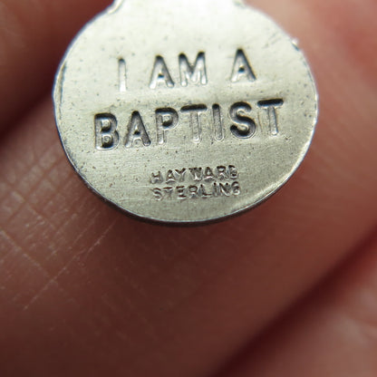 HAYWARD Sterling Silver Antique Psalm 95:6 "I Am A Baptist" Minimalist Pendant