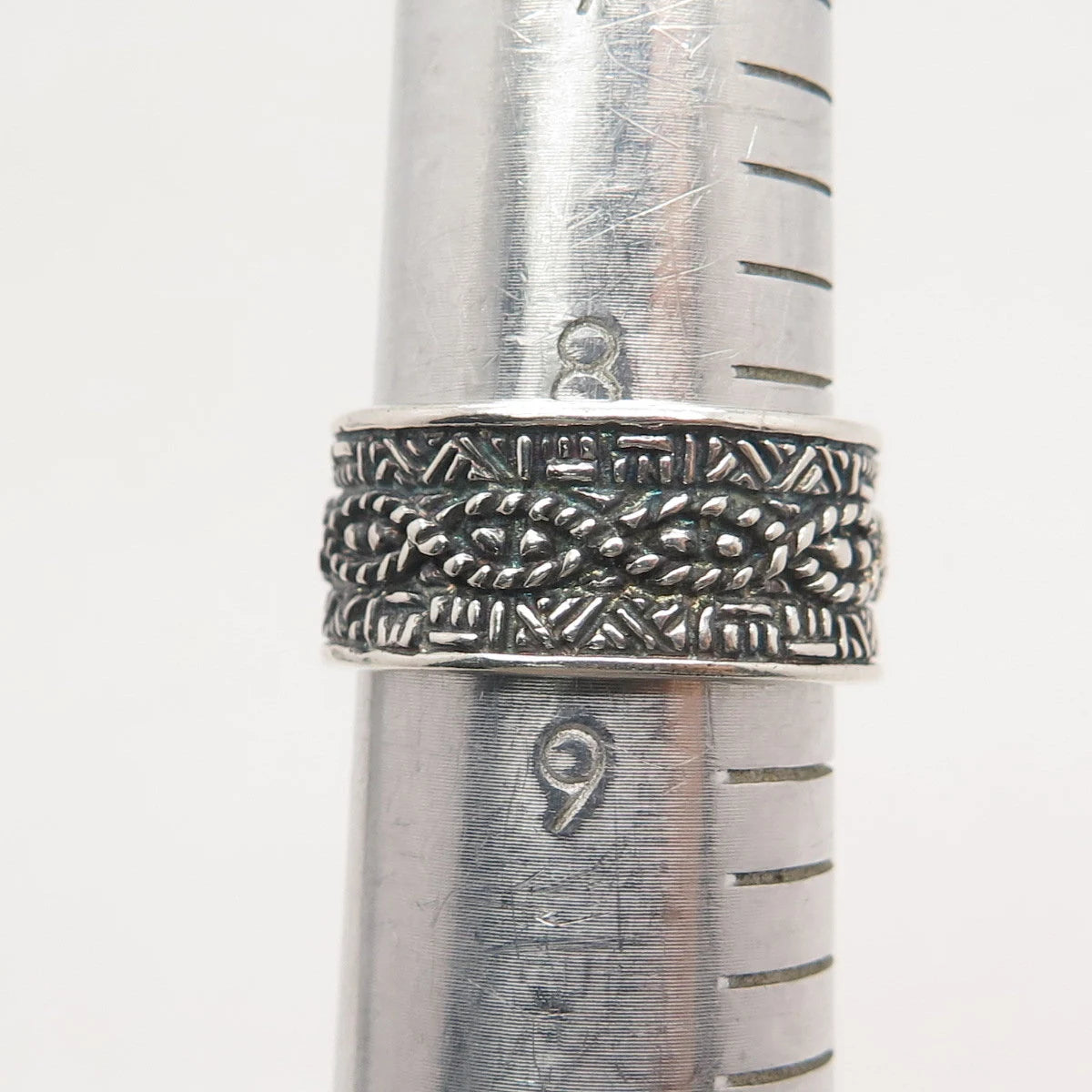 925 Sterling Silver Vintage Ethnic Band Ring Size 8.75