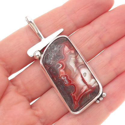 Stanley Bain Navajo Old Pawn 925 Sterling Silver Vintage Agate Tribal Pendant