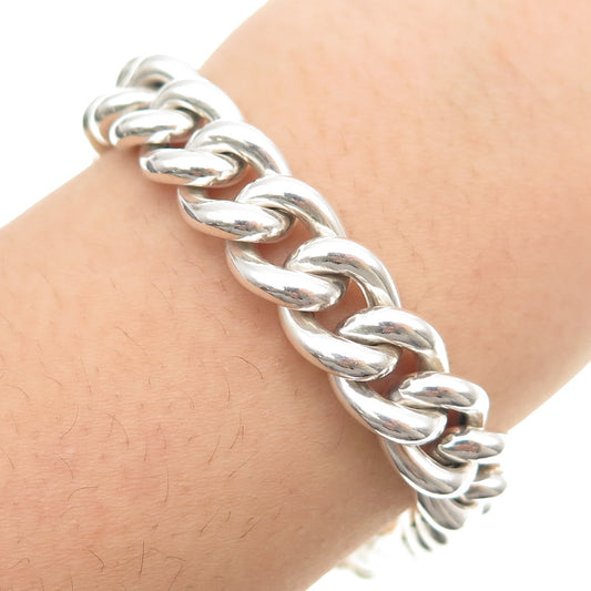 JCM Jacmel Mauritius 925 Sterling Silver Vintage Italy Cuban Link Bracelet 8.25"