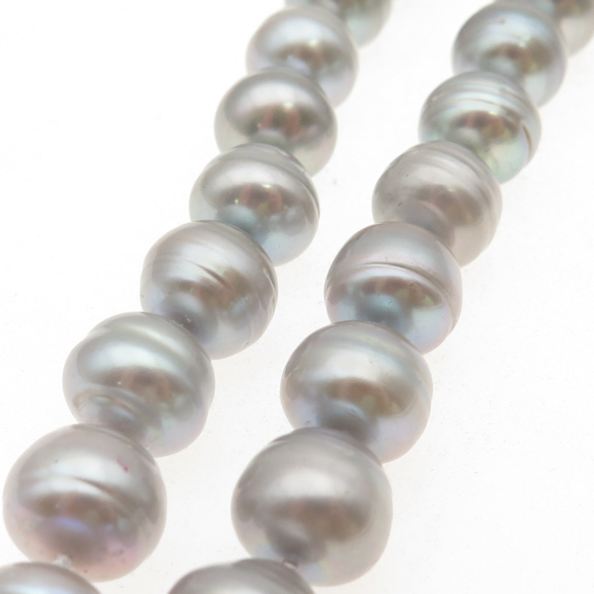 925 Sterling Silver Vintage Real Baroque Pearl Beaded Necklace 18"