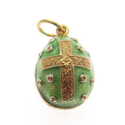 RAFKA Retired 925 Sterling Silver Vermeil Enamel Cross Easter Egg Charm Pendant