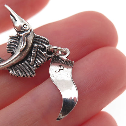 Pacific Jewelry 925 Sterling Silver Vintage Swordfish Oxidized Charm Pendant