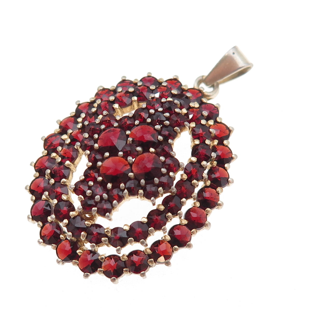 Granat Turnov 925 Sterling Gold Plated Vintage Czechia Bohemian Garnet Pendant