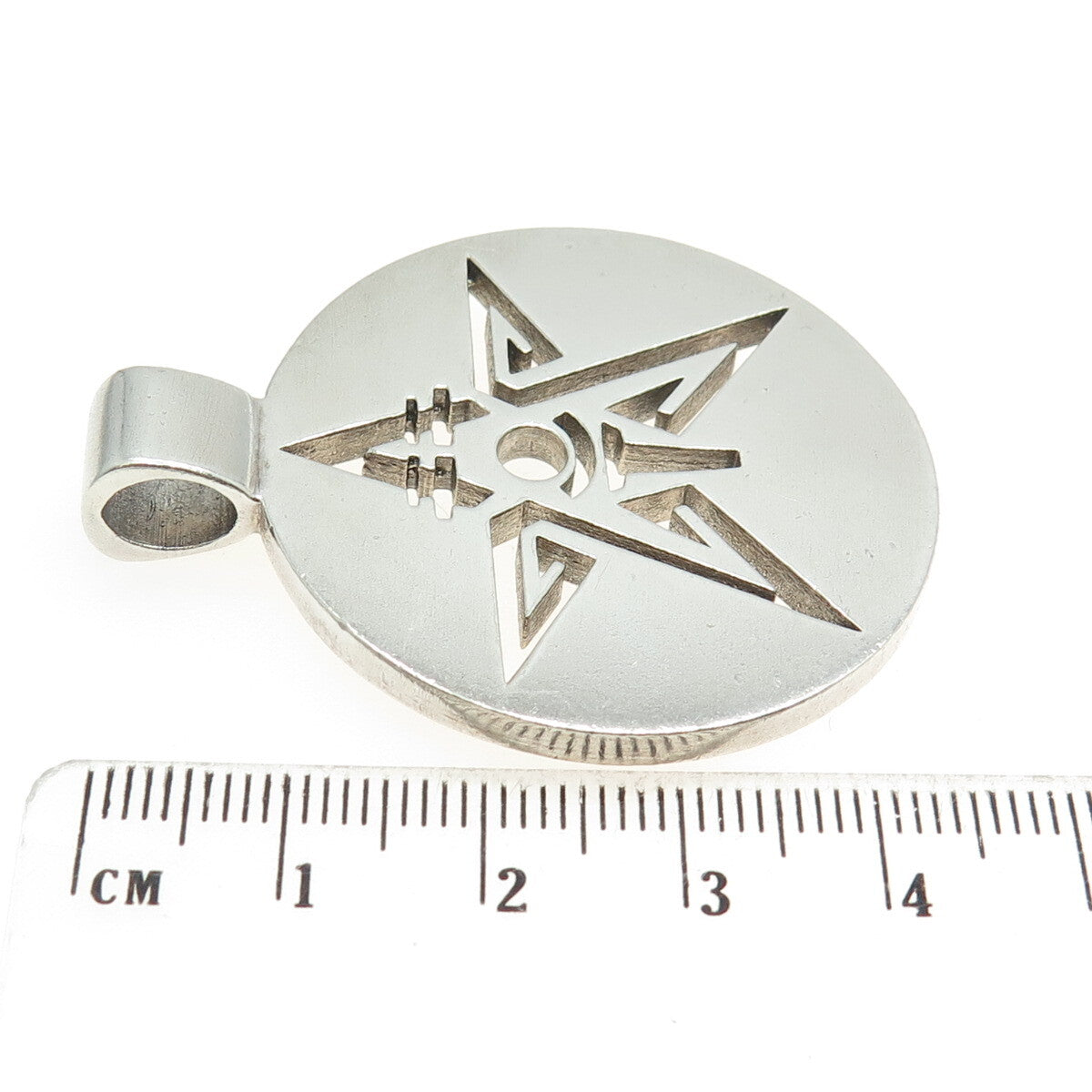 925 Sterling Silver Vintage Spiritual Pentagram Slide Pendant