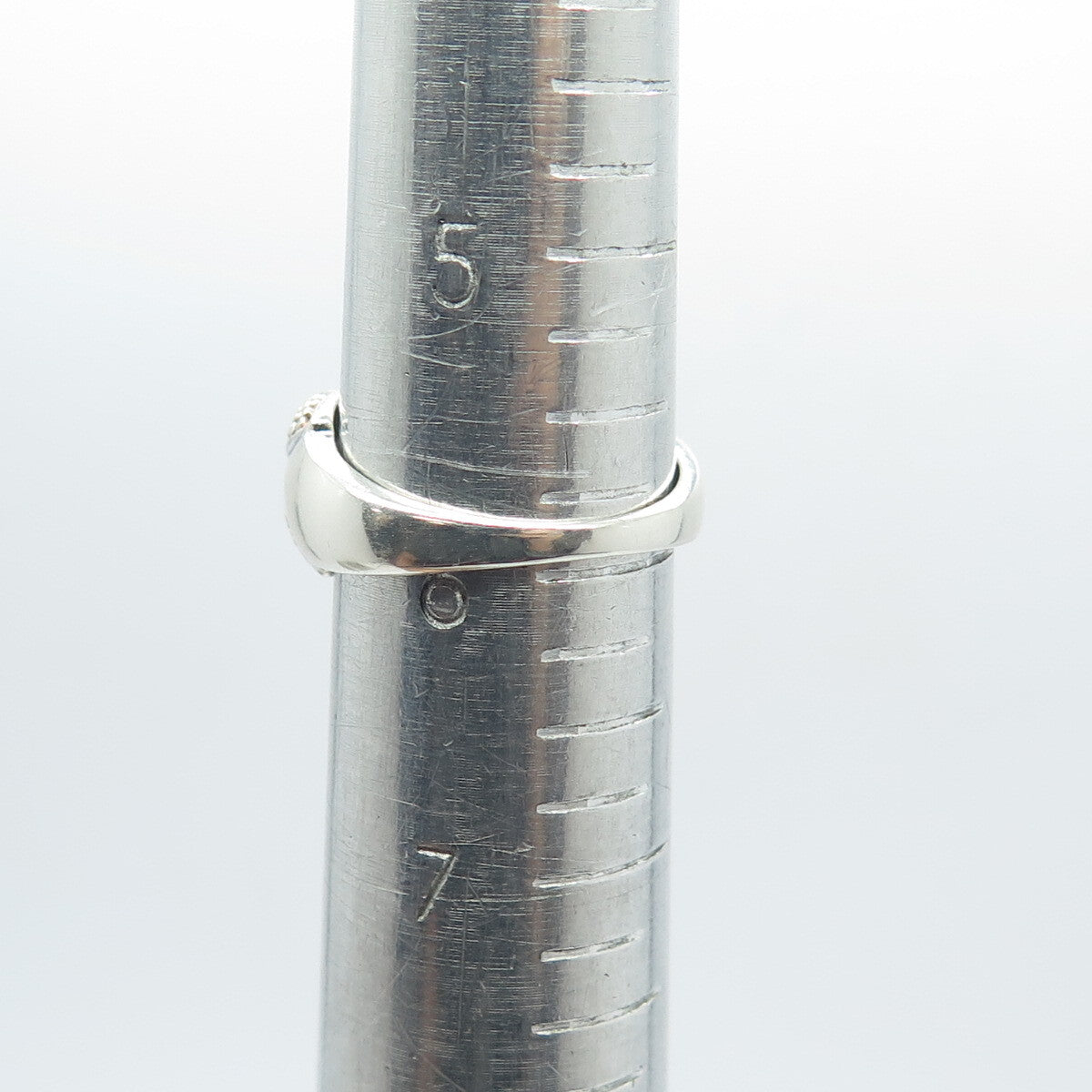 925 Sterling Silver Real Round-Cut White Diamond "X" Ring Size 6