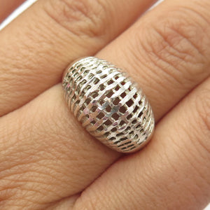 925 Sterling Silver Vintage OTC Cage Domed Ring Size 8