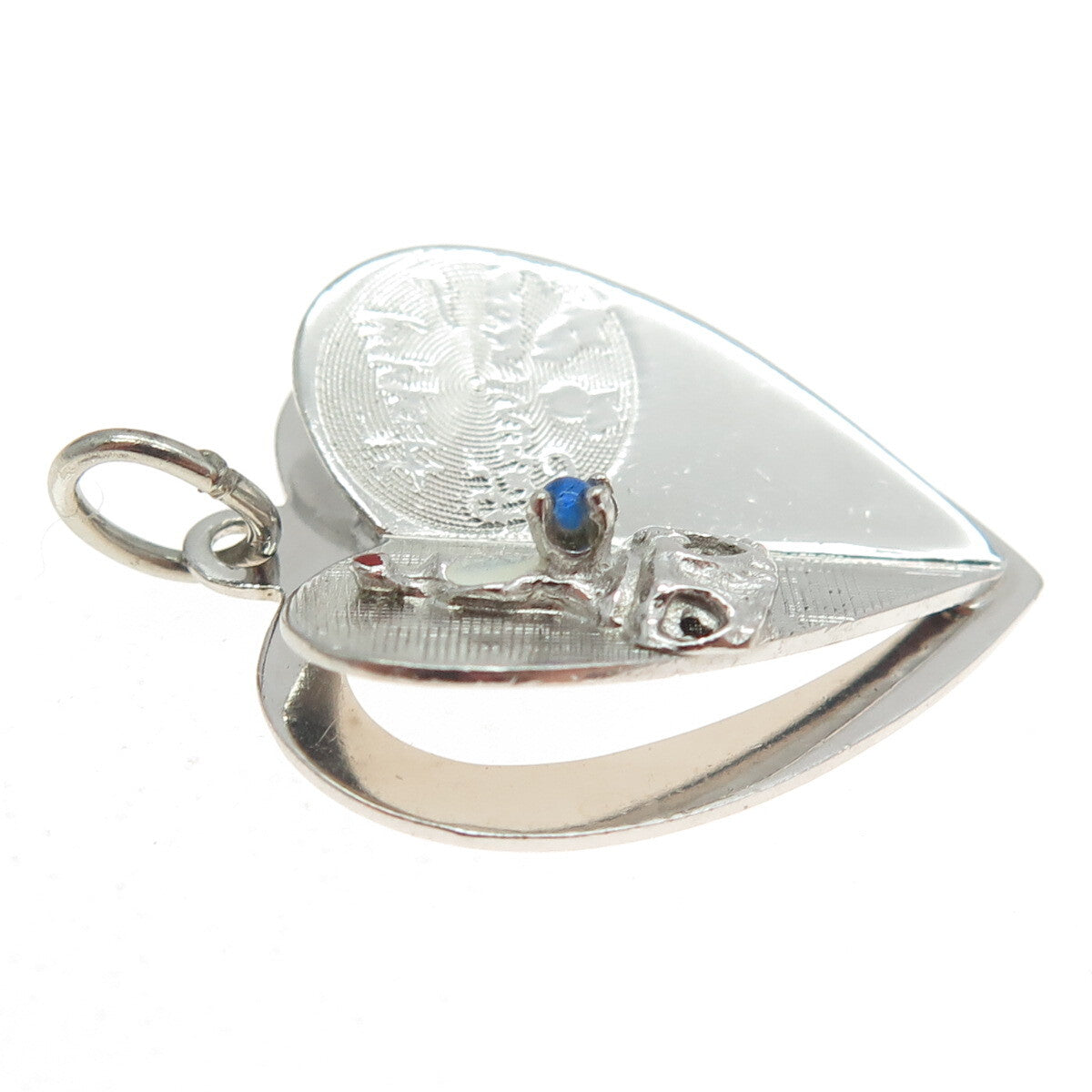 925 Sterling Silver Antique Art Deco M&M Enamel Glass Happy Anniversary Pendant