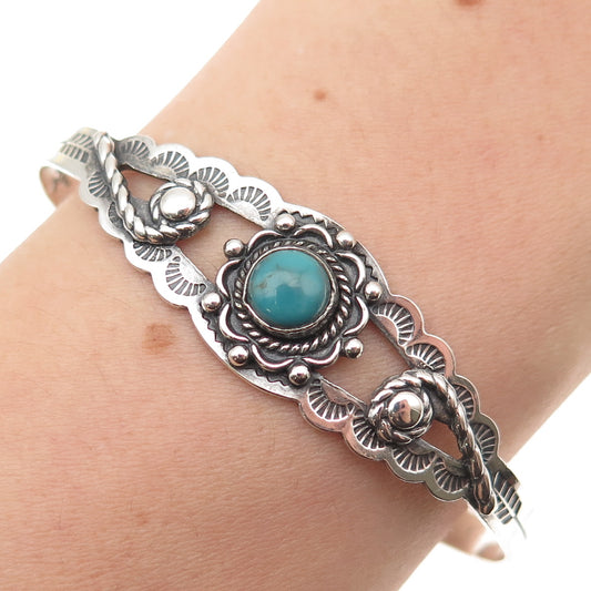 Bell Trading Post Old Pawn Sterling Bisbee Turquoise Adjustable Cuff Bracelet 6"