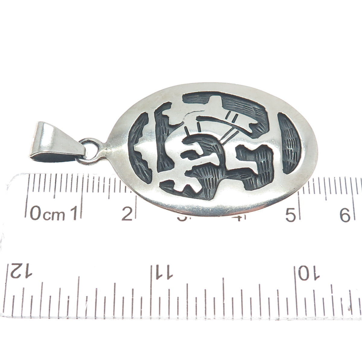 925 Sterling Silver Vintage Mexico Kokopelli Tribal Oxidized Pendant