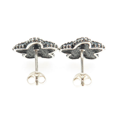 925 Sterling Silver Vintage Starfish Oxidized Earrings